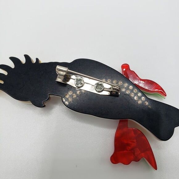 Adorable White Acrylic Cockatoo Parrot 3" Bird Brooch Lapel Pin - Picture 3 of 5